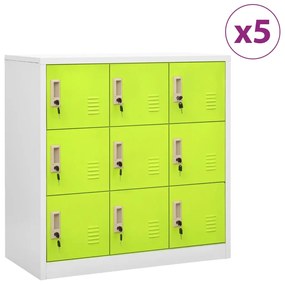 vidaXL Cacifos 5 pcs 90x45x92,5 cm aço cinzento-claro e verde
