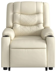 Poltrona reclinável elevatória couro artificial cor creme