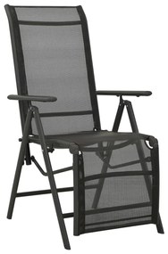 Cadeiras de jardim reclináveis 2 pcs textilene e alumínio preto