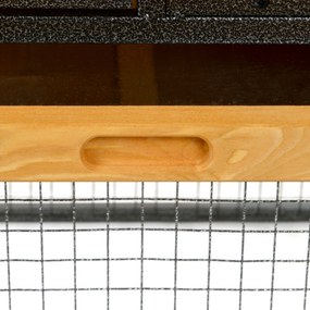 Coelheira para pequenos animais de estimação 2 níveis com bandeja removível de madeira e rampa de metal 122x63x92 cm para coelhos cobaios de madeira e