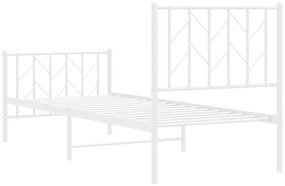 Estrutura de cama com cabeceira e pés 75x190 cm metal branco