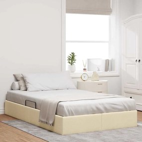 vidaXL Cama com Armazenamento com cabeceira Creme 120 x 200 cm tecido