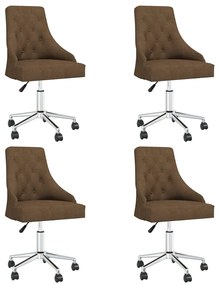 vidaXL Cadeiras de jantar giratórias 4 pcs tecido castanho