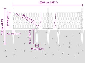 Cerca Hexagonal vidaXL Cinza 0,5x100 m Aço