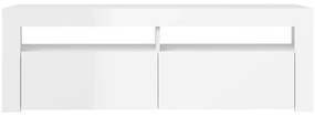 Móvel de TV com luzes LED 120x35x40 cm branco brilhante