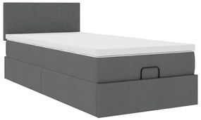 Cama Otomana com colchão &amp; LEDs 80x200cm tecido cinza-escuro