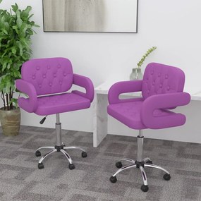 vidaXL Cadeiras de jantar giratórias 2 pcs couro artificial roxo