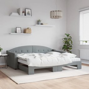 vidaXL Sofá-cama c/ gavetão e colchões 90x190 cm tecido cinzento-claro