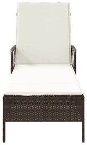 Espreguiçadeira Marrom e branco creme Vime PE 157 x 55 x 92 cm