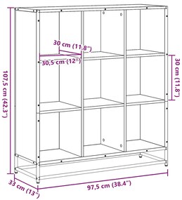 Estante 97,5x33x107,5 cm derivados madeira/metal cinza sonoma