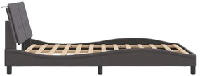 Estrutura de cama c/ luzes LED 140x200cm couro artificial cinza