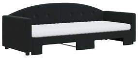 Sofá-cama com gavetão e colchões 80x200 cm veludo preto