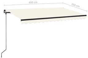 Toldo retrátil manual 400x350 cm cor creme