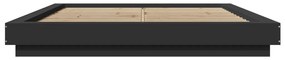 Estrutura cama c/ luzes LED 160x200 cm derivados madeira preto