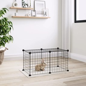 vidaXL Gaiola p/ animais de estimação com 8 painéis 35x35 cm aço preto