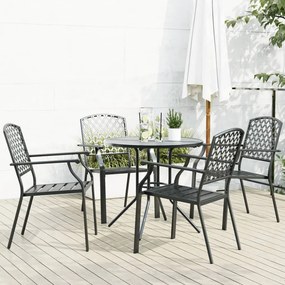 vidaXL Conj. cadeiras jardim encastrar 5pcs aço revestido pó antracite