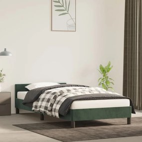 Estrutura de cama c/ cabeceira 80x200 cm veludo verde-escuro