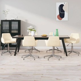 vidaXL Cadeiras de jantar giratórias 6 pcs veludo cor creme