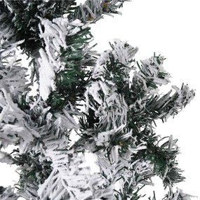 Meia árvore de Natal fina com flocos de neve 210 cm