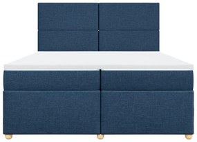 Cama com molas/colchão 200x200 cm tecido azul
