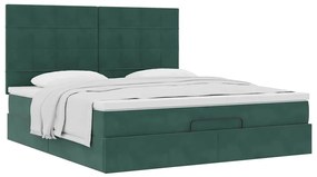 Estrutura de cama otomana com colchão verde escuro veludo