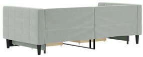 Sofá-cama c/ gavetão e gavetas 90x190 cm veludo cinzento-claro