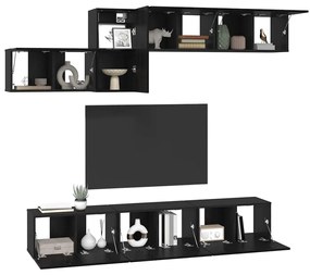 Conjunto de móvel de TV 7 pcs Carvalho Preto 60 x 30 x 30 cm