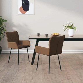 vidaXL Cadeiras de jantar 2 pcs tecido castanho