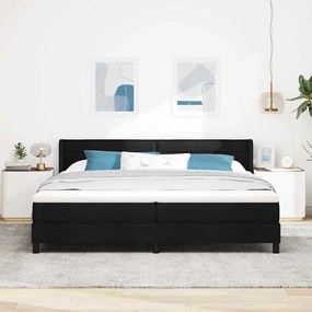 Cama Box com cabeceira Preto 200 x 200 cm Tecido e Espuma