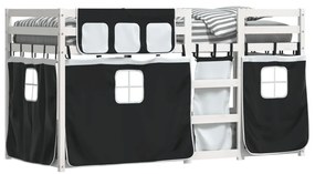 Beliche com cortinas 75x190 cm pinho maciço branco e preto