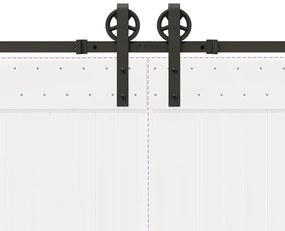 Kit de ferragens para porta deslizante 366 cm aço preto