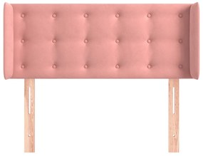 Cabeceira de cama c/ abas veludo 103x16x78/88 cm rosa