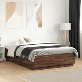 Estrutura de cama 140x190cm derivados madeira carvalho castanho