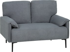 HOMCOM Sofá 2 Lugares, Sofá de Sala Estofado com Apoios de Braço Almofadados, Efeito Veludo, 127 x 72 x 84 cm, Cinza | Aosom Portugal