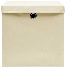 Caixas de arrumação com tampa 10 pcs 32x32x32 cm tecido creme