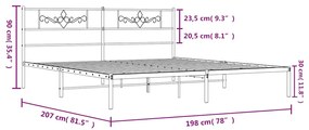 Estrutura de cama com cabeceira 193x203 cm metal branco