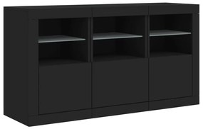 Aparador com luzes LED 123x37x67 cm preto