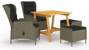 vidaXL 5 pcs conjunto de jantar para jardim castanho