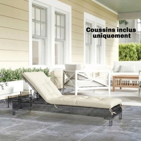 Almofada para espreguiçadeira (NÃO INCLUIDA)  de praia em espuma viscoelástica com tiras, proteção UV 50+, 198 x 65 x 13 cm, bege