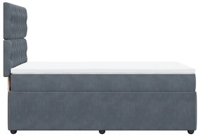 Cama com molas/colchão 100x200 cm veludo cinza-escuro