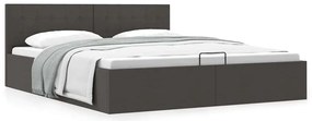 Cama hidráulica c/ arrumação 160x200 cm tecido cinzento-escuro