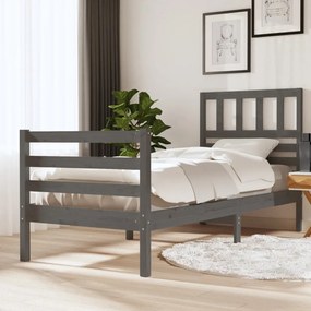 vidaXL Estrutura cama peque solteiro 75x190cm madeira maciça cinzento