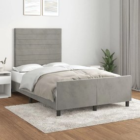 Estrutura de cama sem colchão cinza claro Veludo