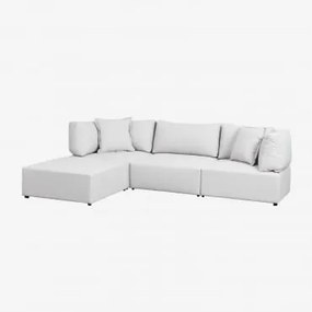 Sofá Modular De 3 Peças Com 2 Poltronas De Canto E Puff Kata Creme Bege - Sklum