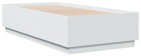 Estrutura cama c/ luzes LED 90x190 cm derivados madeira branco