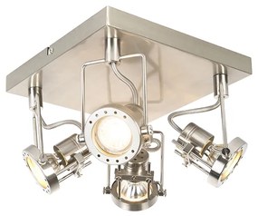 Foco industrial em aço com 4 luzes rotativas e inclináveis - Suplux Industrial,Moderno