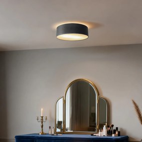 Candeeiro de teto moderno cinzento 40 cm com interior dourado - Drum