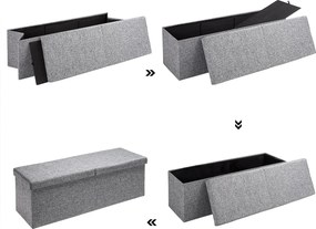 Banco dobrável com espaço de arrumação em MDF 80 x 40 x 40 cm Cinzento