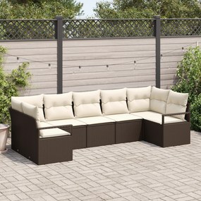 Conjunto de Sofá de Jardim vidaXL de 7 Peças com Almofadas Castanho Ra