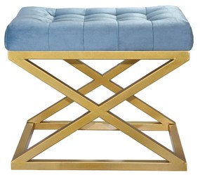 Pouffe Capraz – Dourado e Turquesa – 50x42x40 cm